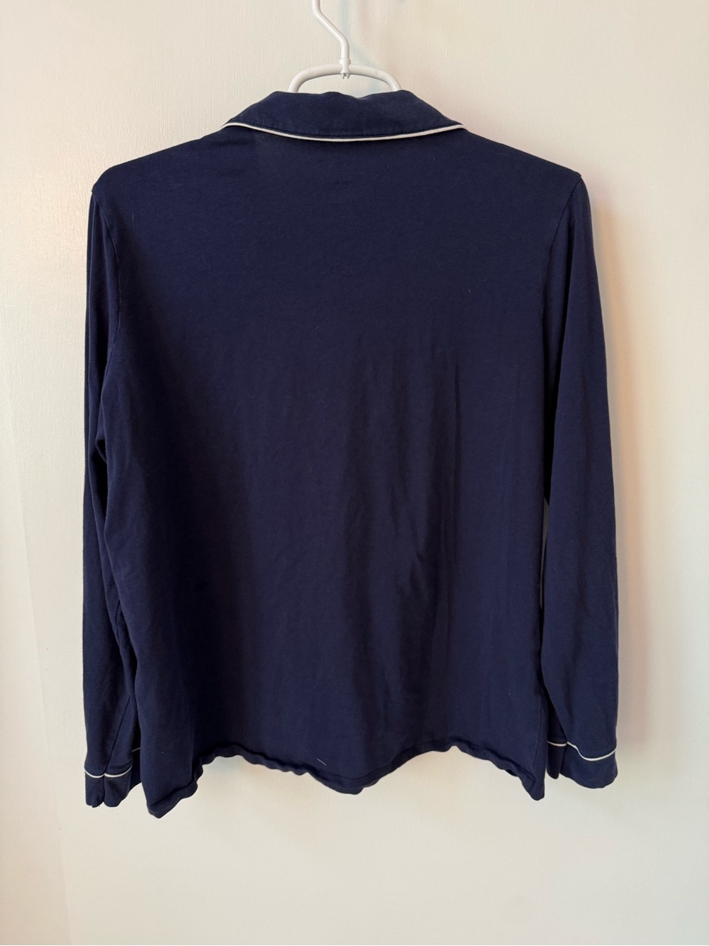 LL Bean Super Soft Shrink-Free Button-Front Long Sleeve Pajama Set Bright Navy - Picture 6 of 16